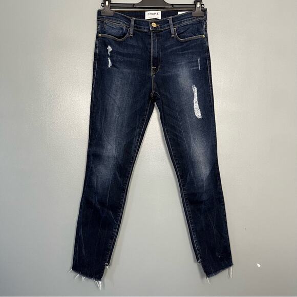 Frame Denim Le High Skinny Crop Distressed High Rise Jeans in Oasis Sise 27 - Picture 1 of 11